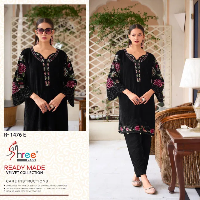 R 1476 By Shree Embroidery Velvet Pakistani Top With Bottom Wholesale Price In Surat
